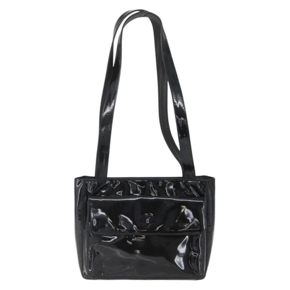 Chanel Vintage Flap Patent Leather Black Patent_Leather Shoulder Bag Bag